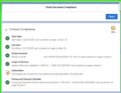 List of assessement to check contract compliance with Agent force in Salesforce
